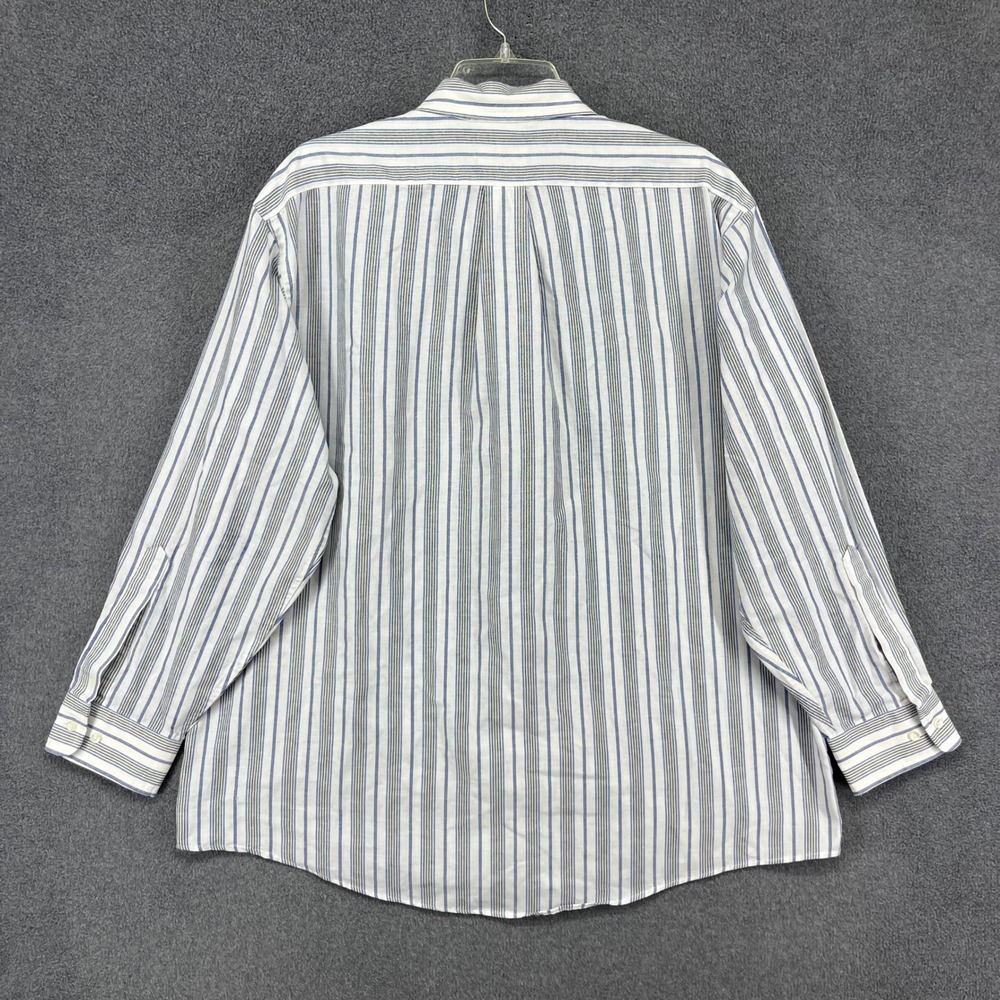 The Arrow Company Button Down Mens 17.5 32/33 White Blue Striped Oxford Shirt - Picture 2 of 15